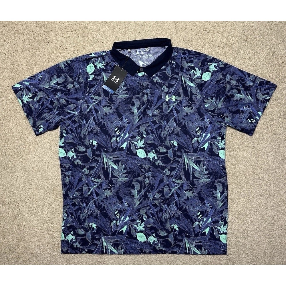 Under Armour Iso-Chill Plant Printed Polo Shirt Men Size 2XL XXL
